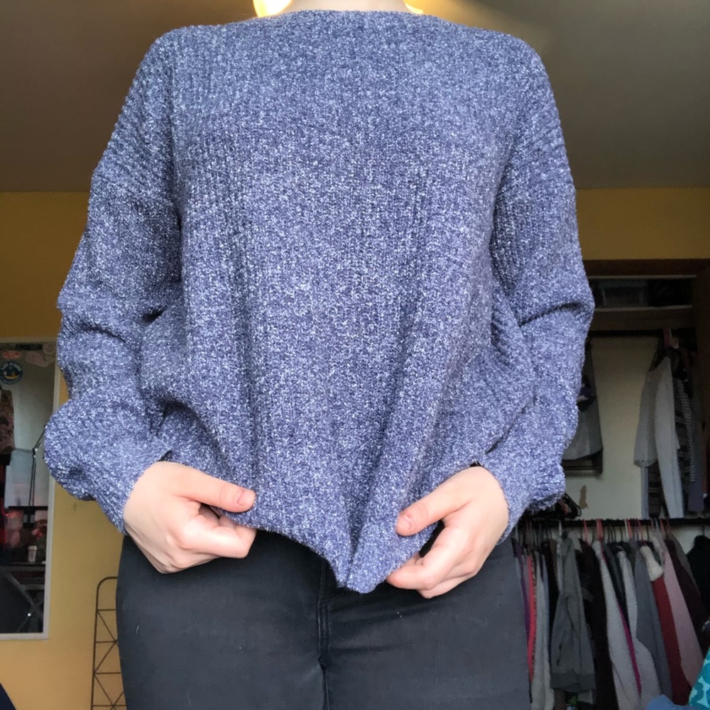 blue knit sweater